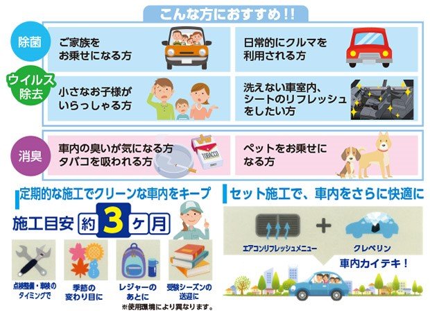 車内除菌・消臭サービス　おすすめの方